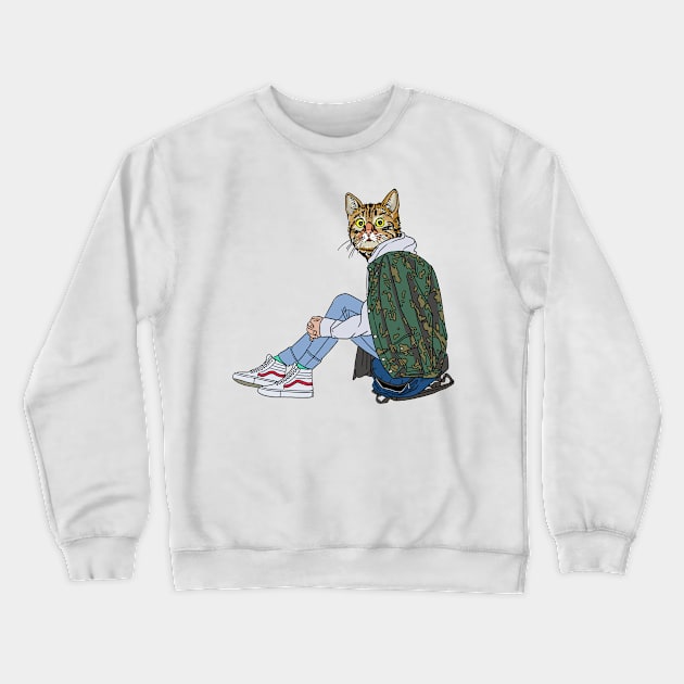 Streetwear Kitty Crewneck Sweatshirt by laura_guerin